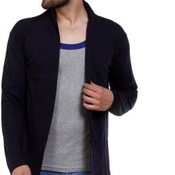 Men Kimono Style Full Sleeve Dark Blue Shrug-image-90