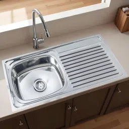 37x18x8 304-Grade Stainless Steel Round Single Bowl Kitchen Sink with Drainboard (Deluxe Range) 37x18x8 Inches Vessel Sink-image-13