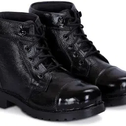 Men's Black Genuine Leather NCC Military Army Marching Parade Boot Shoes Boots For Men-picture-5