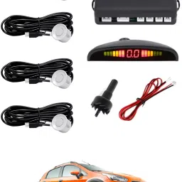 Car Reverse Parking White 4 Sensor With LED Display/Buzzer-29 Universal White Parking Sensor Safety Kit For Car-29 Parking Sensor-20