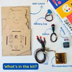 ansoz DIY Digital Dice Modal kit with Panda Shaped Wooden cutout and pre assembled PCB image 2