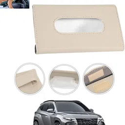 msnp Universal Leatherite Rectangle Beige Tissue Box For Car/office/Home-281 Vehicle Tissue Dispenser-picture-5