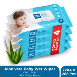 Soft Cleansing Baby Wet wipes with Lid | Aloe vera -Pack of 4-image-9