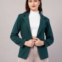 Women Solid Single Breasted Casual Blazer-image-61
