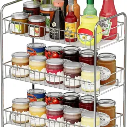Containers Kitchen Rack 3-Tier Multipurpose Rack Shelf/Kitchen Storage/Kitchen Organizer/Bathroom Rack Steel-image-40