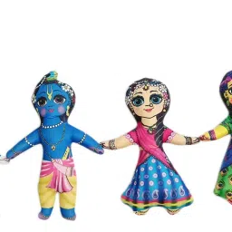 vrindavanstore.in Radha Krishna with Lalita and Vishakha Sakhi Soft and Plush - 7.5 inch image 3