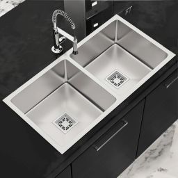 37x18x10 Kitchen Sink 37 Inches Double Bowl Handmade SS304 Stainless Steel Sink CKS3718M | Extra Heavy | Nano Coating | Premium Finish | Double Bowl Vessel Sink-image-34
