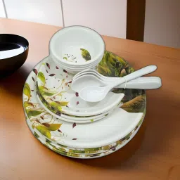 Pack of 16 Melamin 4 Full Plates, 4 Half Plates, 4 Bowls and 4 Spoons- Perfect for Kitchen Dinner Set-19