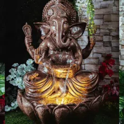 expleasia Copper Fiber Glass Lotus Ganesha Indoor Water Fountain-picture-19