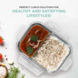 oliveware Elite Pro Two Compartment Lunch Box Set of 2 | Borosilicate Glass 1 Containers Lunch Box image 4