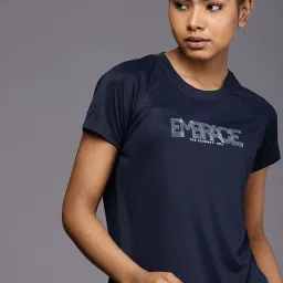 Women Printed Round Neck Polyester Blue T-Shirt-image-19
