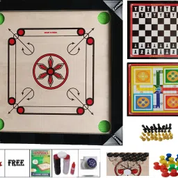 20x20 inch small carrom board combo pack( ludo & chess) 3.8 cm Carrom Board-picture-33