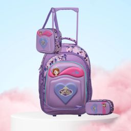 sofia bag Kids Trolley Bag Included Pencil Pouch & Lunch Bag |School trolley bag Waterproof Trolley-image-76