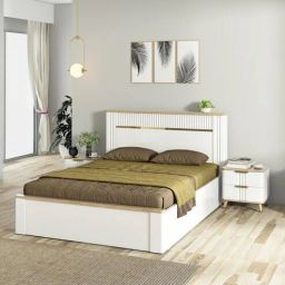 casacraft from pepperfry Abran King Size Bed With Full Hydraulic Storage In High Gloss White Finish-picture-12