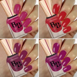 High Pigment Shine Like Stars, Glossy Finish, Pack of 4 Nail Polish Pink Flemenco, Cherry Blast, Mulberry, Hot Peprika-15