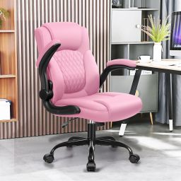 Leather Office Chair, PU Home Computer Desk Chairs with Ergonomic Back Support Leatherette Office Adjustable Arm Chair-picture-48
