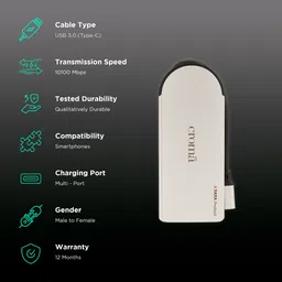 Croma 10-in-1 USB 3.0 Type C to USB 3.0 Type C, USB 3.0 Type A, SD Card Slot, TF Card Reader, RJ45, VGA Port, HDMI, 3.5mm Stereo Multi-Port Hub (High Speed Transfer Data, Silver) image 2