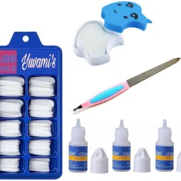 100 nails with 3 Glue with 1 nail filer with 1 nailpolish remover wipes off white-image-84