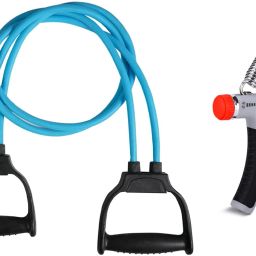 Combo Adjustable Hand Grip Strengthener with Toning Tube Fitness Accessory Kit Kit-image-15