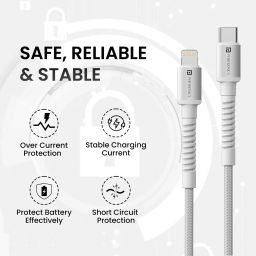 Portronics Lightning Cable 3 A 2 m Konnect X Type C to 8 PIN Cable 27W Fast Charging Cable with Data Transfer image 2