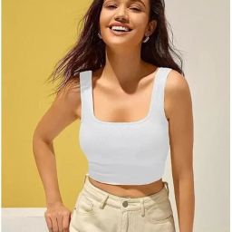 Casual Sleeveless Solid Women White Top-image-103
