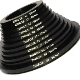 ZINROX Stepping Down Rings, Set of 11pcs, (95-37mm) Sizes: 49-37mm, 52-49mm, 55-52mm, 58-55mm, 62-58mm, 67-62mm, 72-67mm, 77-72mm, 82-77mm, 86-82mm, 95-86mm,- Step Down Rings Set Step Down Ring-38