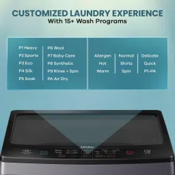 haier 7.5 kg Fully Automatic Top Load with In-built Heater Black, Grey image 4