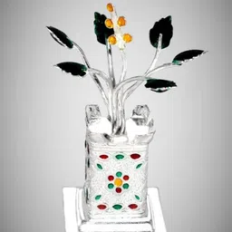 shreenath Solid Chandi / Silver Tulsi Small Plant for Home/Office for Pooja_I7 Decorative Showpiece - 7 cm-picture-30