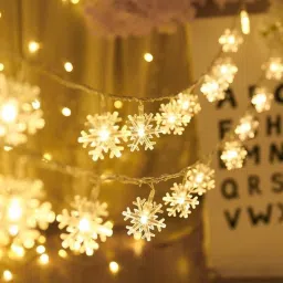 14 LEDs 4.57 m Yellow Steady Snow Flake Rice Lights-image-14