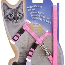 Nylon Strap Colllar with Adjustable Harness Leash Set for Cat and Kitten (pink) Chest Harness-23