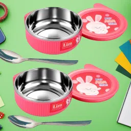 Linex 2pc Feeding Bowl With Air Tight Lid & Steel Spoon 380ml- Stainless Steel-picture-5