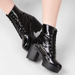 Amazing Design Women's Ankle Length Block Heel Stylish Fashionable Black Boots Boots For Women-image-44