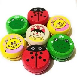 Handcrafted Wooden Smooth Spin Animal Printed Yo-Yo Toy Ball Game Rattle-19