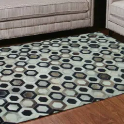 dazzhome Grey and Black Hair On Leather Geometrical Hand Woven 8ftX10ft Carpet-picture-15