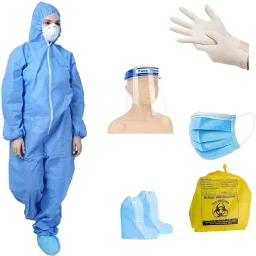 PPE KIT with Full Body Cover Coverall ,Shoe Cover,Gloves,Face mask,Face Shield Safety Jacket-image-52