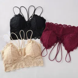 Pack of 3 Women Bralette Lightly Padded Bra-picture-18