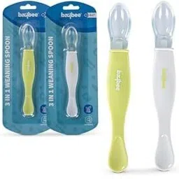 Soft 3 in 1 Baby Weaning Spoon Set for Baby Feeding, Non Toxic BPA Free silicone - SILICONE-23
