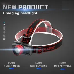 102 ZOOMABLED HEADLAMP 30W ZOOM light High Power Headlamp Usb Charging High Power head torch (waterproof, with head belt) with zooming function Torch (Black : Rechargeable) Torch-5
