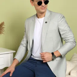 Men Self Design Single Breasted Party Blazer-picture-6