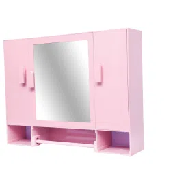 Monalisa Majenta Pink 3 MM Thickness 18" x 4" x 14" Bathroom Cabinet With Mirror Plastic Wall Shelf-image-49