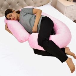ultra soft j shaped pillow Microfibre, Polyester Fibre Solid Pregnancy Pillow Pack of 1-image-14