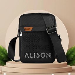 Black Men Sling Bag Shoulder Small Side Travel Crossbody bag Office Passport-image-89