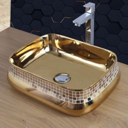Ceramic Table Top Vessel Sink Wash Basin Oval Shape Over Counter Wash Basin For Bathrooms & Living Room, 18 x 13 x 5 Inch (G3502) Table Top Basin-image-70