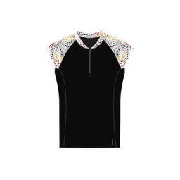 Women's short-sleeved top for Aquagym and Aquafitness black daph white-image-6