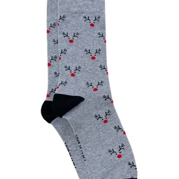 Mint & Oak Men Grey Melange Printed Socks-27