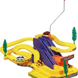 Track Racer Racing Car Set with4 Miniature Cars Rotating Helicopter &Thrilling-26