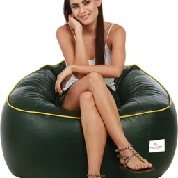 star XXXL Muddha Dark Green with Yellow Piping Filled with Beans Bean Bag Sofa With Bean Filling-picture-34