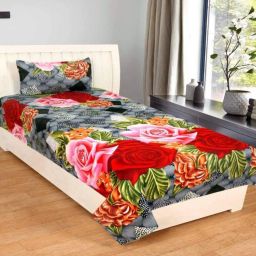 160 TC Polycotton, Microfiber, Cotton Blend Single 3D Printed Flat Bedsheet-image-80