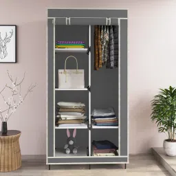 7800-1 G Cloth Rack Storage Organizer Shelves Almirah PP Collapsible Wardrobe-13