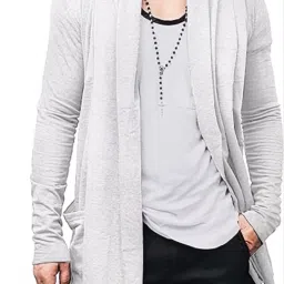 Men Asymmetric Full Sleeve White Shrug-image-86